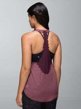 LULULEMON 105 F Singlet Laser-Cut Heathered Bordeaux Drama Size 4